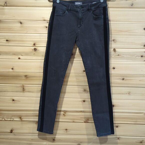 DL1961 Margaux Midrise Instasculpt Ankle Skinny Jeans Morrison Black Wash 27 - Picture 1 of 9
